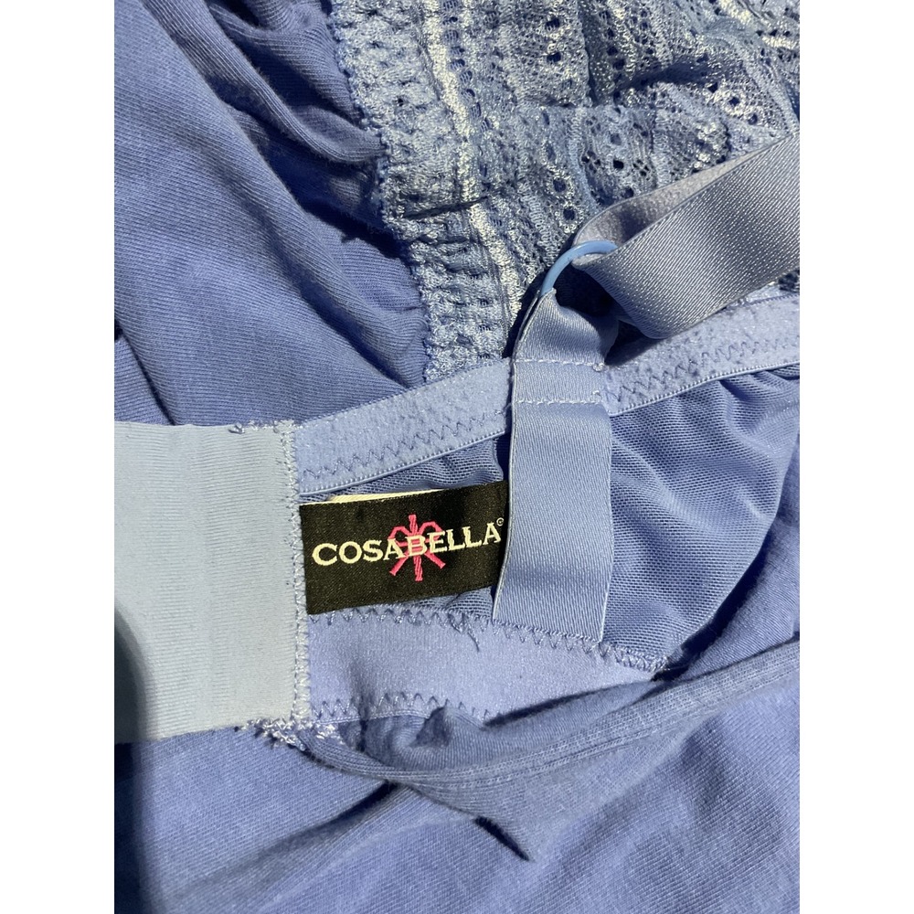 Cosabella Dolce Babydoll Chemise Women Small Blue Excellent Eyelet Lace Italy - Picture 5 of 6